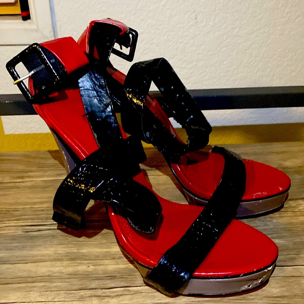 BEBE SEXY RED/BLACK STILETTOS